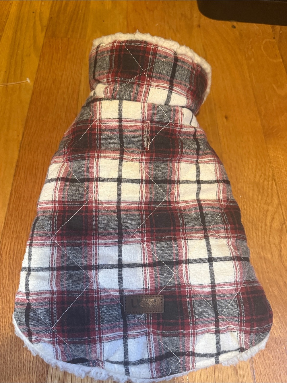 UGG Red Black White Plaid Quilted Dog Coat